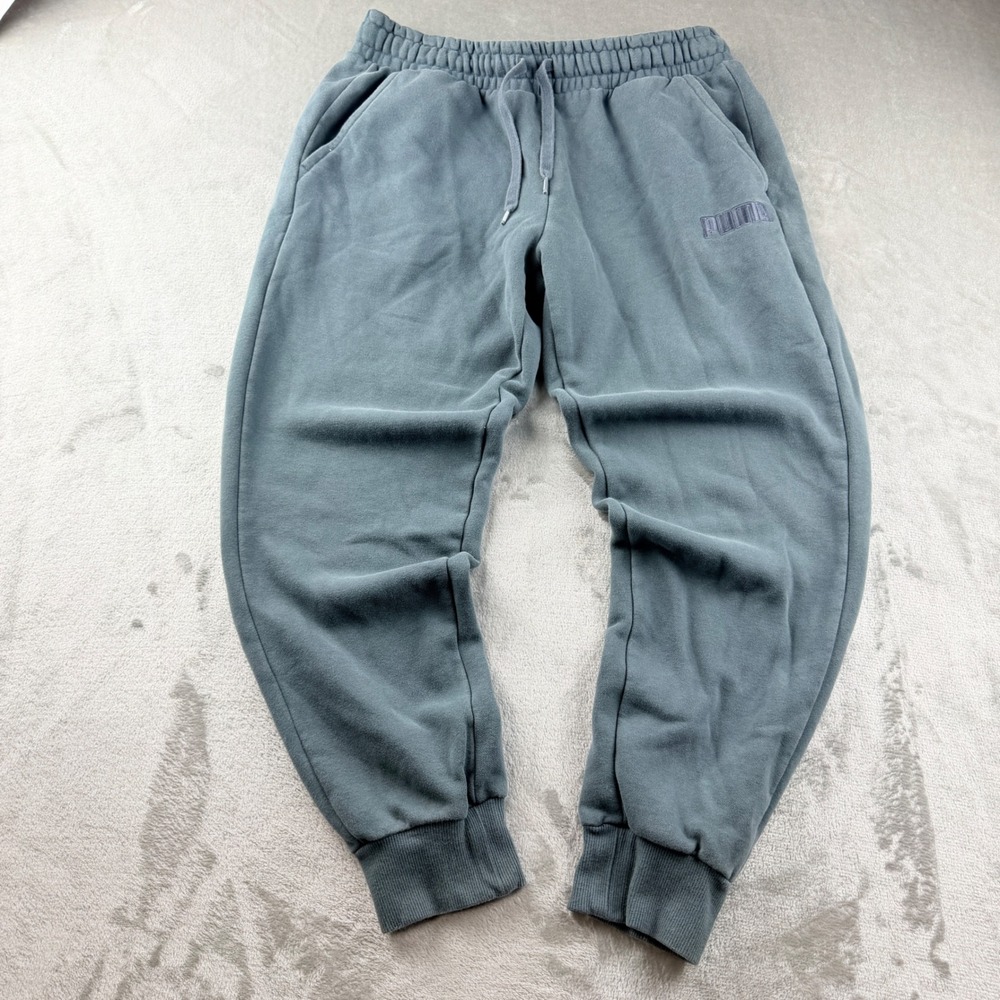 Puma Men's Large Fleece Joggers Blue Gray Sweatpants Activewear